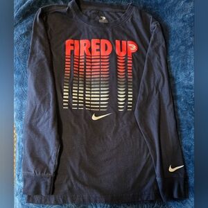 Boys Kids Youth Nike Shirt Long sleeves Navy Blue Fired Up Size LG